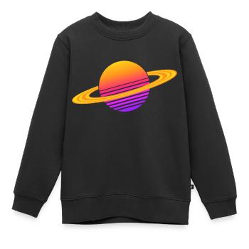 Synthwave Saturn - Kinder Premium Organic Sweatshirt - Schwarz - Vorne - AI Model Kid Female (0cm)