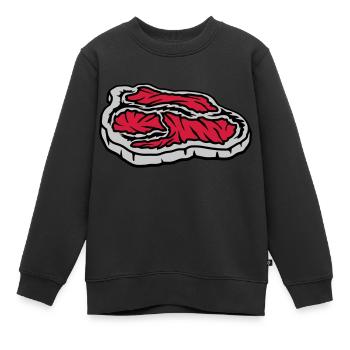 Steak juteux sanglant Grill Master - Sweat Premium enfant bio - noir - Devant - AI Model Kid Female (0cm)