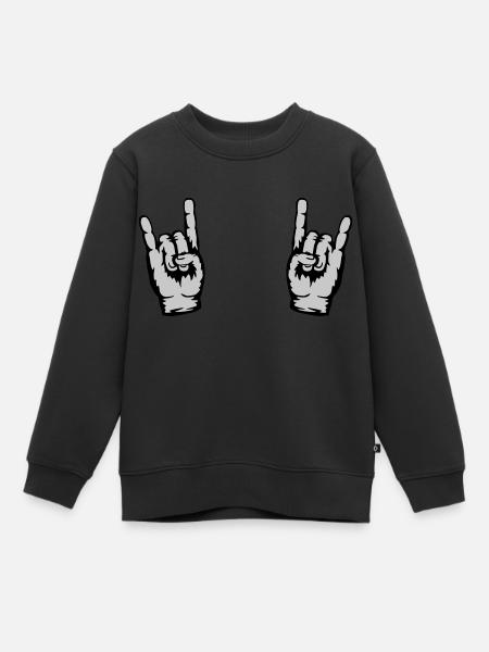 2 Hände Heavy Metal - Kinder Premium Organic Sweatshirt - Schwarz