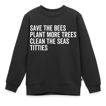 Rettet die Bienen Pflanzen Sie mehr Bäume, die die Meere reinigen - Kinder Premium Organic Sweatshirt - Schwarz - Vorne - AI Model Kid Female (0cm)