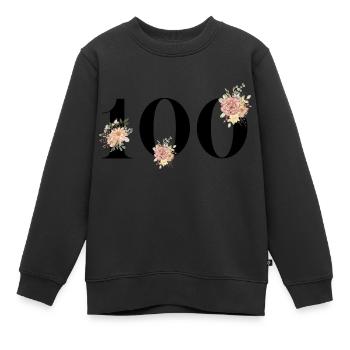 100e anniversaire fleuris (Cadeau de 100 ans) - Sweat Premium enfant bio - noir - Devant - AI Model Kid Female (0cm)