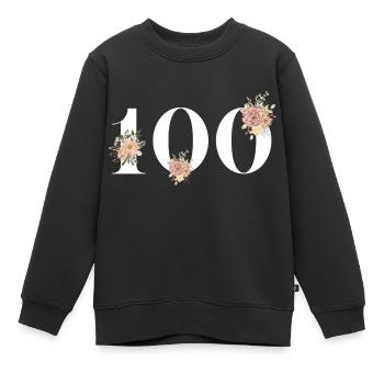 100e anniversaire fleuris (Cadeau de 100 ans) - Sweat Premium enfant bio - noir - Devant - AI Model Kid Female (0cm)