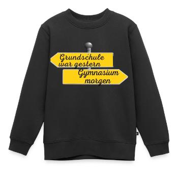 Grundschule war gestern - Kinder Premium Organic Sweatshirt - Schwarz - Vorne - AI Model Kid Female (0cm)