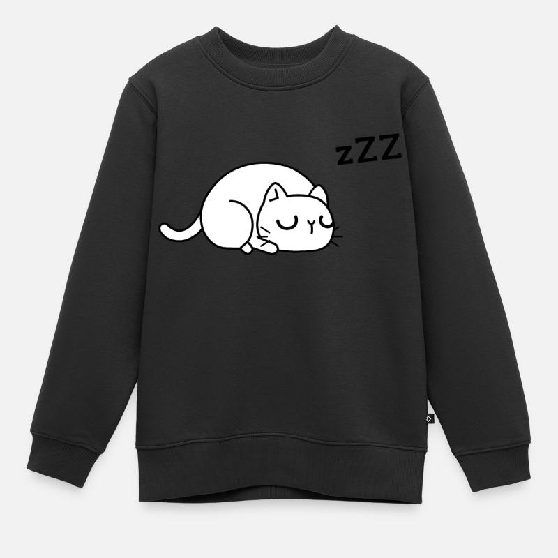 chat fatigué - Sweat Premium enfant bio - noir