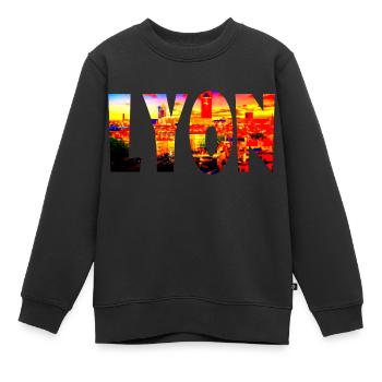 Lyon Ville - Sweat Premium enfant bio - noir - Devant - AI Model Kid Female (0cm)