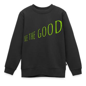 voir la bonne citation - Sweat Premium enfant bio - noir - Devant - AI Model Kid Female (0cm)