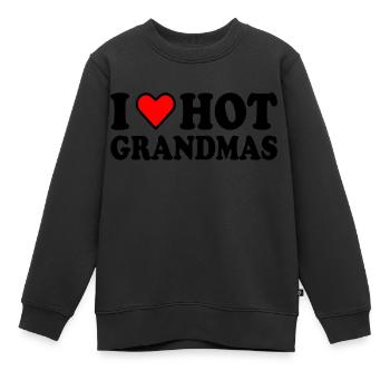 I love hot grannies - Kinder Premium Organic Sweatshirt - Schwarz - Vorne - AI Model Kid Female (0cm)
