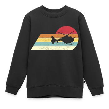 Helicopter Pilot Gift Rétro Hélicoptère - Sweat Premium enfant bio - noir - Devant - AI Model Kid Female (0cm)