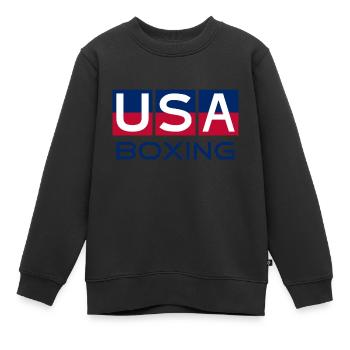 BOXE USA - Couleurs nationales - États-Unis - Sweat Premium enfant bio - noir - Devant - AI Model Kid Female (0cm)