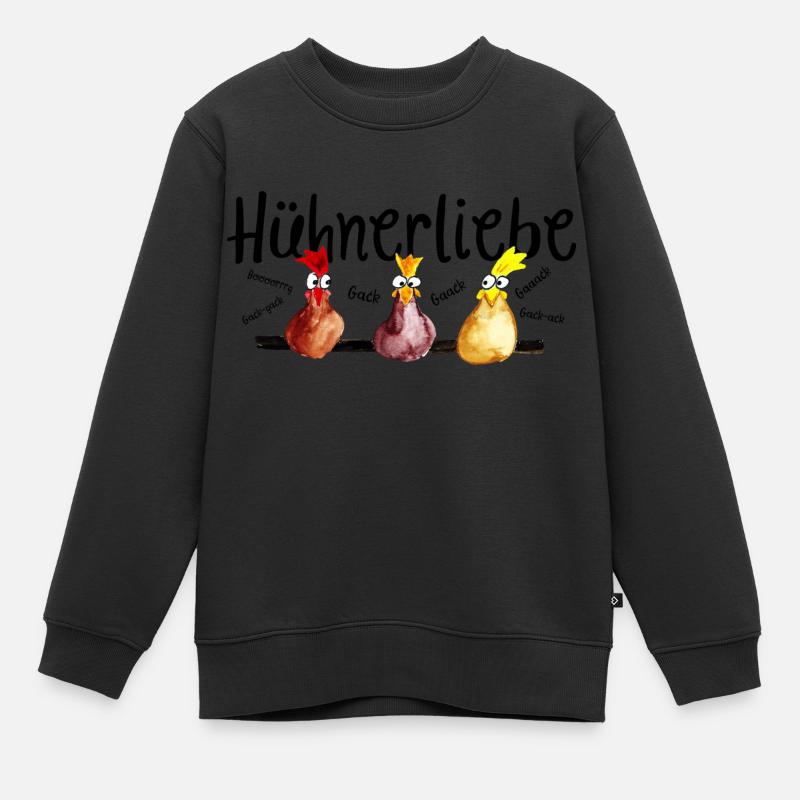 Hühnerliebe - Kinder Premium Organic Sweatshirt - Schwarz