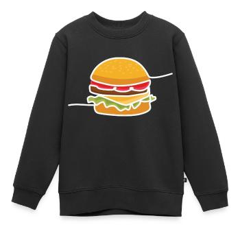 Burger - Sweat Premium enfant bio - noir - Devant - AI Model Kid Female (0cm)
