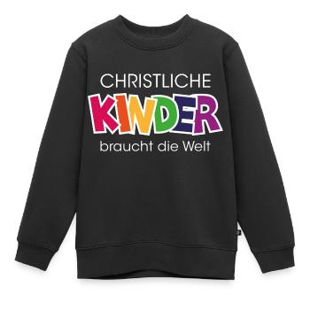 christliche Kinder - Kinder Premium Organic Sweatshirt - Schwarz - Vorne - AI Model Kid Female (0cm)