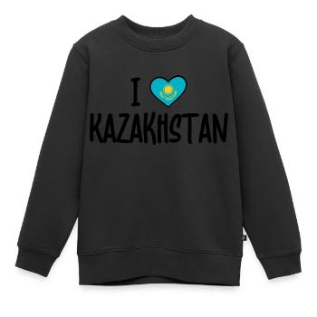 J’aime le Kazakhstan - Sweat Premium enfant bio - noir - Devant - AI Model Kid Female (0cm)