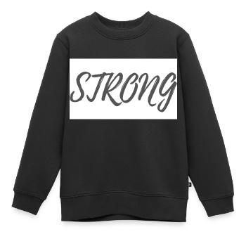 STRONG Schriftzug - Kinder Premium Organic Sweatshirt - Schwarz - Vorne - AI Model Kid Female (0cm)