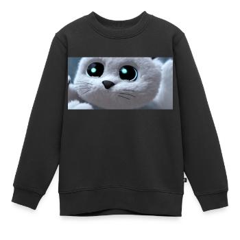 Le chat vous regarde - Sweat Premium enfant bio - noir - Devant - AI Model Kid Female (0cm)