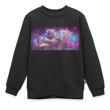 Space Cat - Kinder Premium Organic Sweatshirt - Schwarz - Vorne - AI Model Kid Female (0cm)