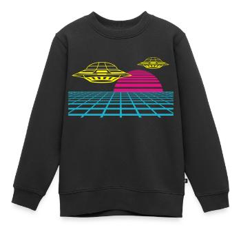Donnez à votre tenue une invasion rétro d’OVNI - Sweat Premium enfant bio - noir - Devant - AI Model Kid Female (0cm)