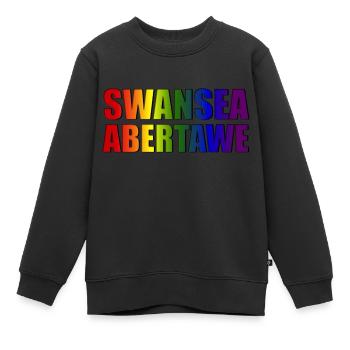 Swansea-Abertawe - Sweat Premium enfant bio - noir - Devant - AI Model Kid Female (0cm)