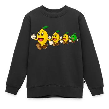 Marche de canard de la famille citron avec un citron vert - Sweat Premium enfant bio - noir - Devant - AI Model Kid Female (0cm)