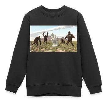 Gorillas mit Denker Skulptur - Kinder Premium Organic Sweatshirt - Schwarz - Vorne - AI Model Kid Female (0cm)