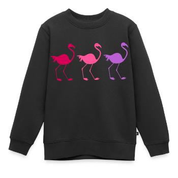 Three colorful flamingos - Kids Premium Organic Sweatshirt - black - Front - AI Model Kid Female (0cm)