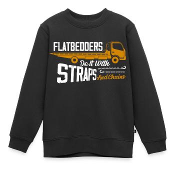 Flatbedders Do It With Straps And Chains Tow Truck - Kinder Premium Organic Sweatshirt - Schwarz - Vorne - AI Model Kid Female (0cm)