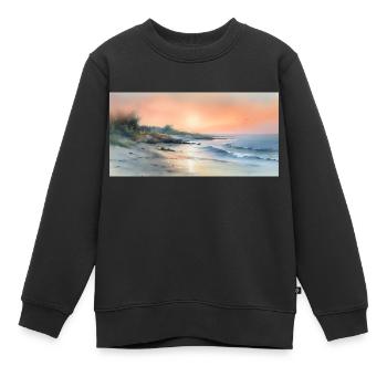 Beach Sunset - Kinder Premium Organic Sweatshirt - Schwarz - Vorne - AI Model Kid Female (0cm)