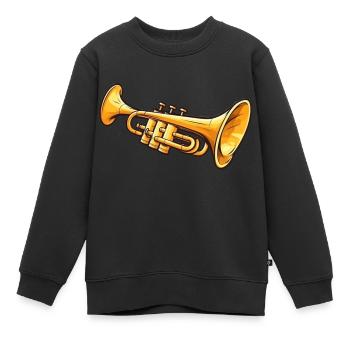 Trompete im Comic Stil - Kinder Premium Organic Sweatshirt - Schwarz - Vorne - AI Model Kid Female (0cm)