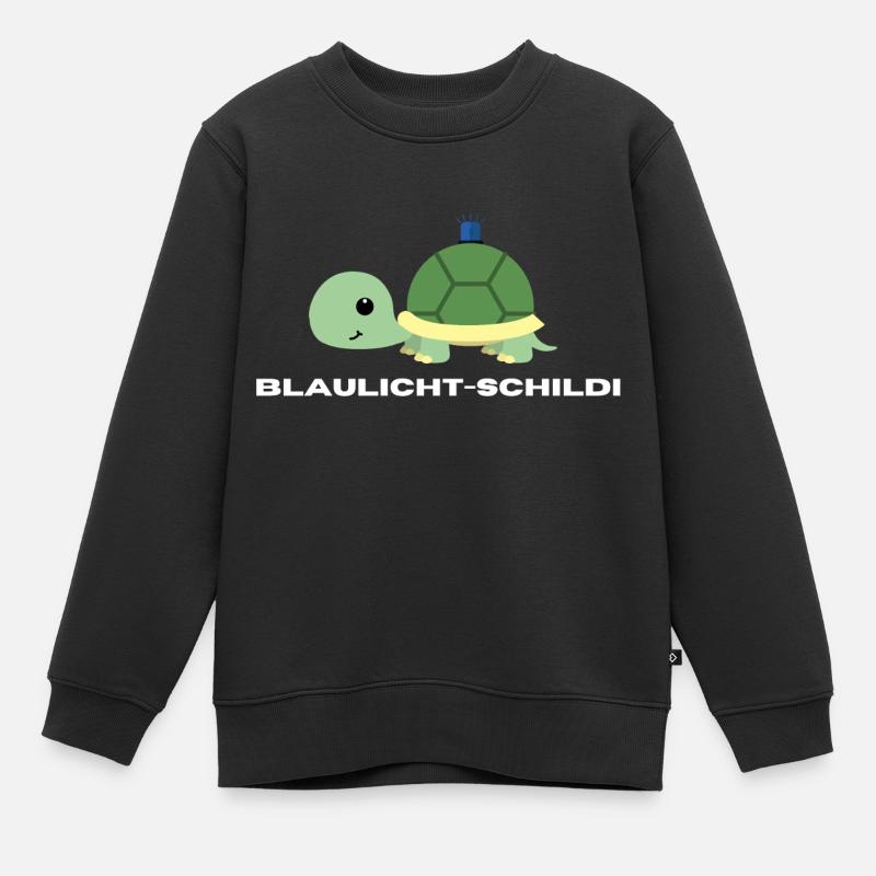 Blaulicht-Schildi | Geschenk, Geschenkidee - Kinder Premium Organic Sweatshirt - Schwarz