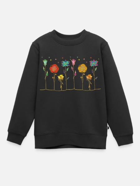 Blumen - Kinder Premium Organic Sweatshirt - Schwarz