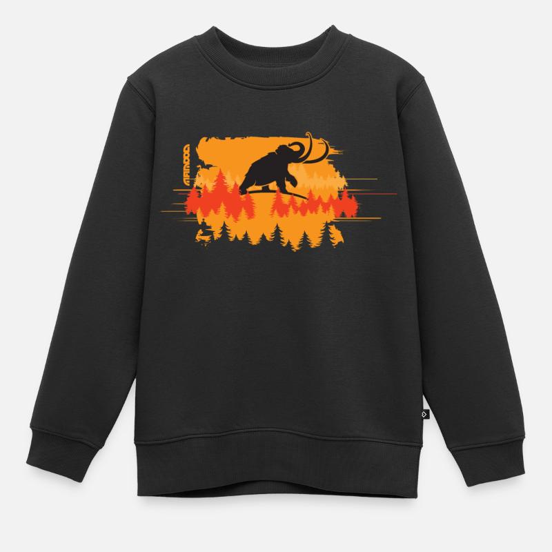 Mammouth dans la forêt - Sweat Premium enfant bio - noir