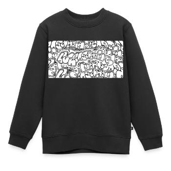 Graffiti Huansohn - Sweat Premium enfant bio - noir - Devant - AI Model Kid Female (0cm)