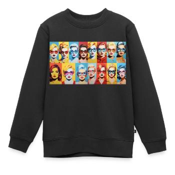 70er classic Women - Kinder Premium Organic Sweatshirt - Schwarz - Vorne - AI Model Kid Female (0cm)