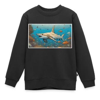 Haifisch | Shark Comic Illustration - Kinder Premium Organic Sweatshirt - Schwarz - Vorne - AI Model Kid Female (0cm)