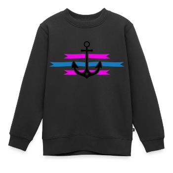anker - Kinder Premium Organic Sweatshirt - Schwarz - Vorne - AI Model Kid Female (0cm)