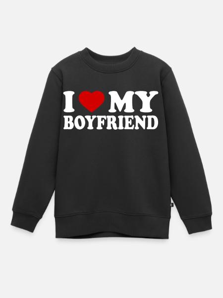 I love my boyfriend - Premium børne sweatshirt økologisk - sort