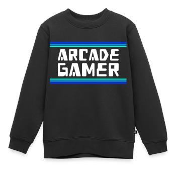 Arcade Gamer RetroGaming Blue - Kids Premium Organic Sweatshirt - black - Front - AI Model Kid Female (0cm)
