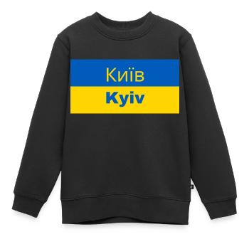 Kiev en cyrillique - Sweat Premium enfant bio - noir - Devant - AI Model Kid Female (0cm)