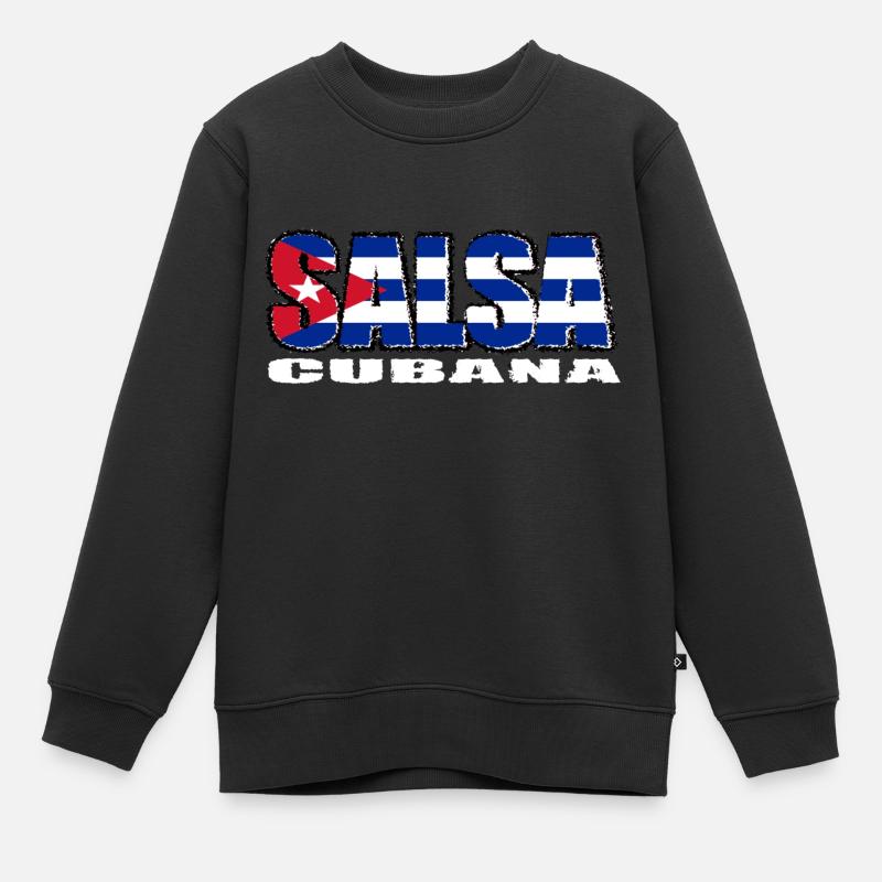 Salsa cubana avec le drapeau de Cuba - Sweat Premium enfant bio - noir