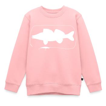 Sandre avec wobbler - Sweat Premium enfant bio - rose - Devant - AI Model Kid Female (0cm)