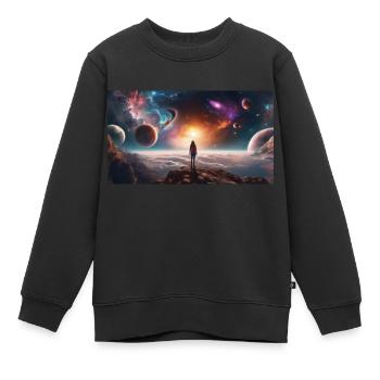 Vue dans l’espace - Sweat Premium enfant bio - noir - Devant - AI Model Kid Female (0cm)