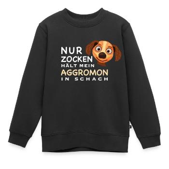 Lustiger Spruch, Zocken hält Aggromon in Schach - Kinder Premium Organic Sweatshirt - Schwarz - Vorne - AI Model Kid Female (0cm)