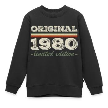 Légende depuis 1980 Né en 1980 Anniversaire 1980 - Sweat Premium enfant bio - noir - Devant - AI Model Kid Female (0cm)