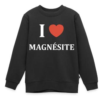 I love Magnésite - Sweat Premium enfant bio - noir - Devant - AI Model Kid Female (0cm)