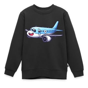 Niedliches Flugzeug - Kinder Premium Organic Sweatshirt - Schwarz - Vorne - AI Model Kid Female (0cm)
