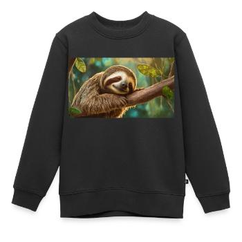 Niedliche Tiere chillen – Faultier - Kinder Premium Organic Sweatshirt - Schwarz - Vorne - AI Model Kid Female (0cm)