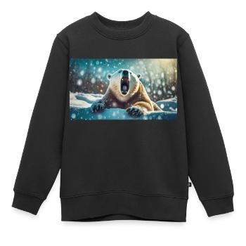 Niedliche Tiere chillen – Eisbär - Kinder Premium Organic Sweatshirt - Schwarz - Vorne - AI Model Kid Female (0cm)