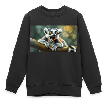Animaux mignons qui se détendent - lémurien à queue annelée - Sweat Premium enfant bio - noir - Devant - AI Model Kid Female (0cm)