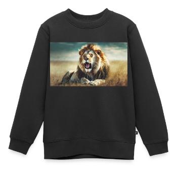 Niedliche Tiere chillen – Löwe - Kinder Premium Organic Sweatshirt - Schwarz - Vorne - AI Model Kid Female (0cm)