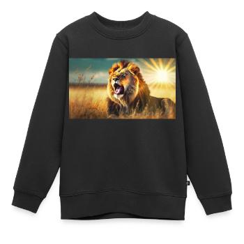 Niedliche Tiere chillen – Löwe - Kinder Premium Organic Sweatshirt - Schwarz - Vorne - AI Model Kid Female (0cm)
